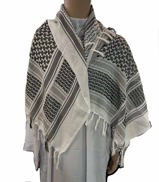 Black & White Chequered Scarf - Keffiyeh (Pure Cotton)