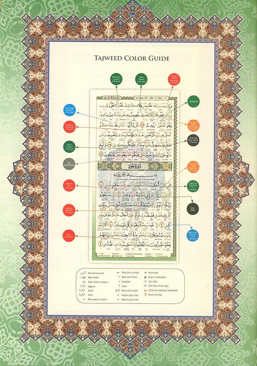 Maqdis Al-Quran Al-Karim (A5 Small - Green) The Noble Quran Word-By-Word English Translation & Color Coded Tajweed (Arabic-English)