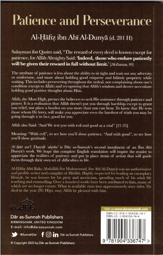 Patience and Perseverance by Al-Hafiz ibn Abi Al-Dunya