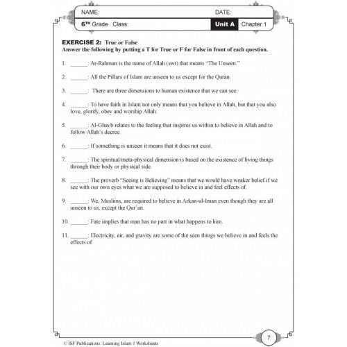 Learning Islam Level 3 (Grade 8) Workbook