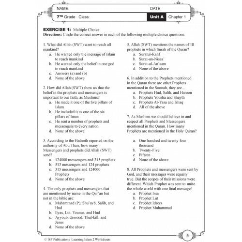 Learning Islam Level 2 (Grade 7) Workbook