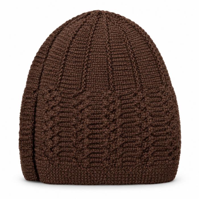 100% Wool Knitted Cap with Textured Band