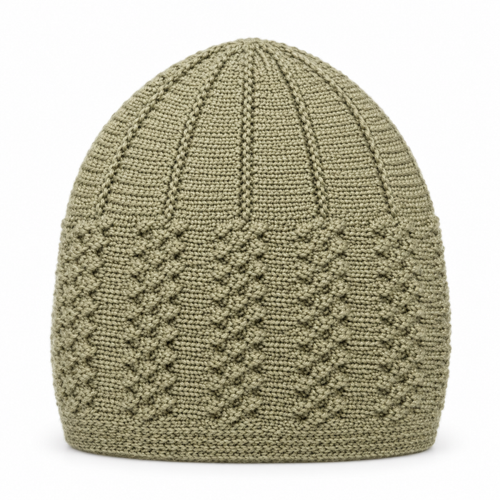 100% Wool Knitted Cap with Textured Band