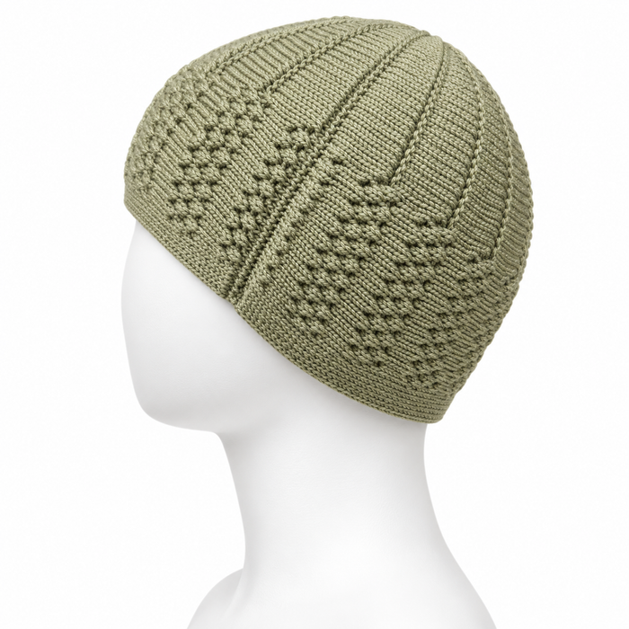 100% Wool Knitted Cap with Textured Band