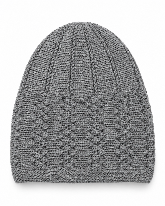 100% Wool Knitted Cap with Textured Band