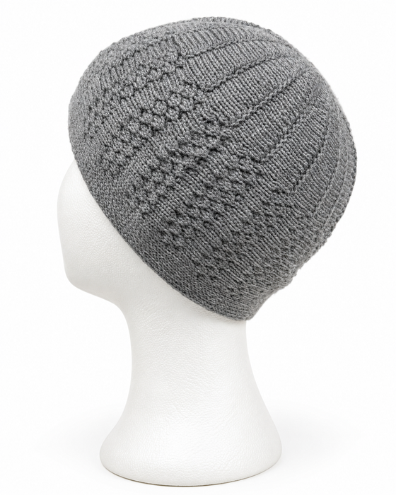 100% Wool Knitted Cap with Textured Band
