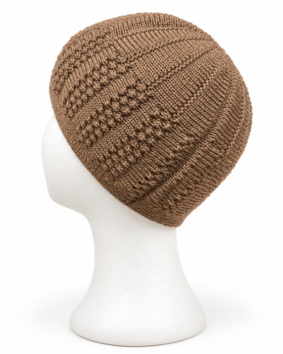 100% Wool Knitted Cap with Textured Band