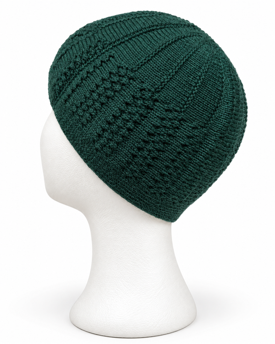 100% Wool Knitted Cap with Textured Band