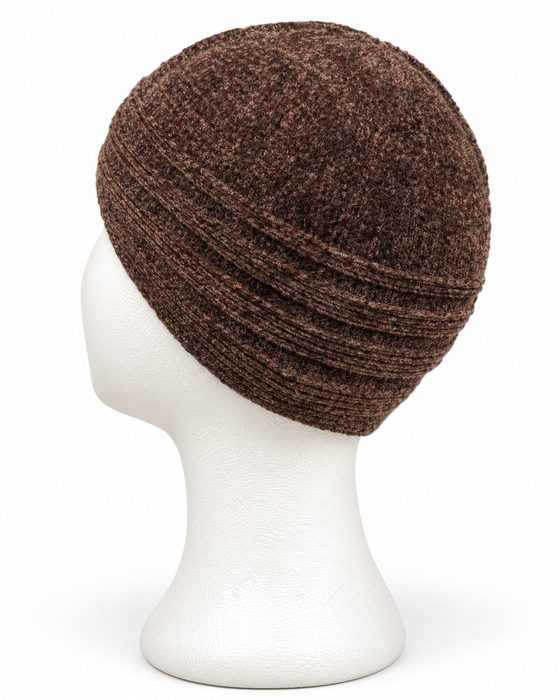 100% Wool Soft Knit Kufi Cap with Ribbed Band