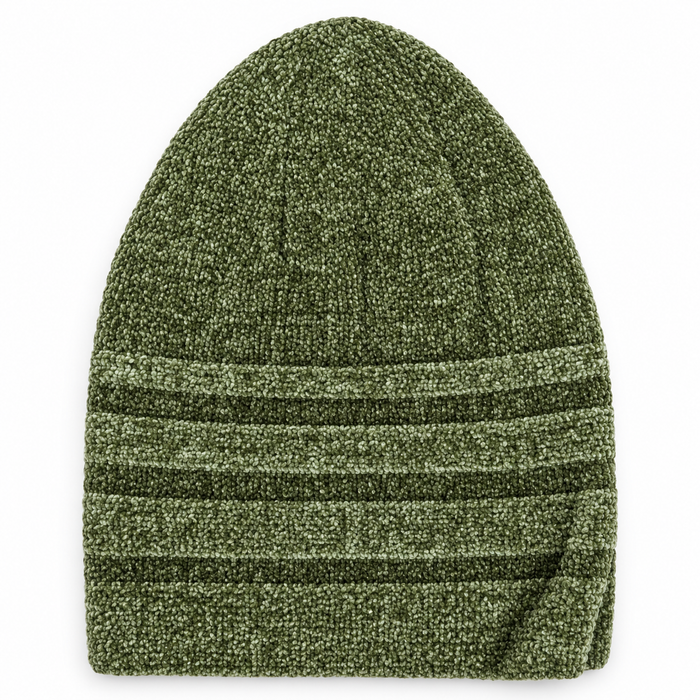 100% Wool Soft Knit Kufi Cap with Ribbed Band