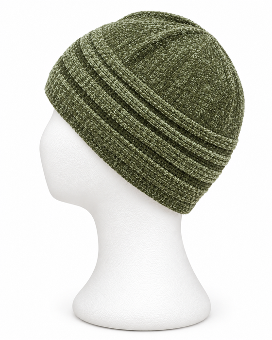 100% Wool Soft Knit Kufi Cap with Ribbed Band