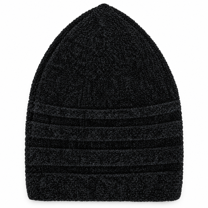 100% Wool Soft Knit Kufi Cap with Ribbed Band