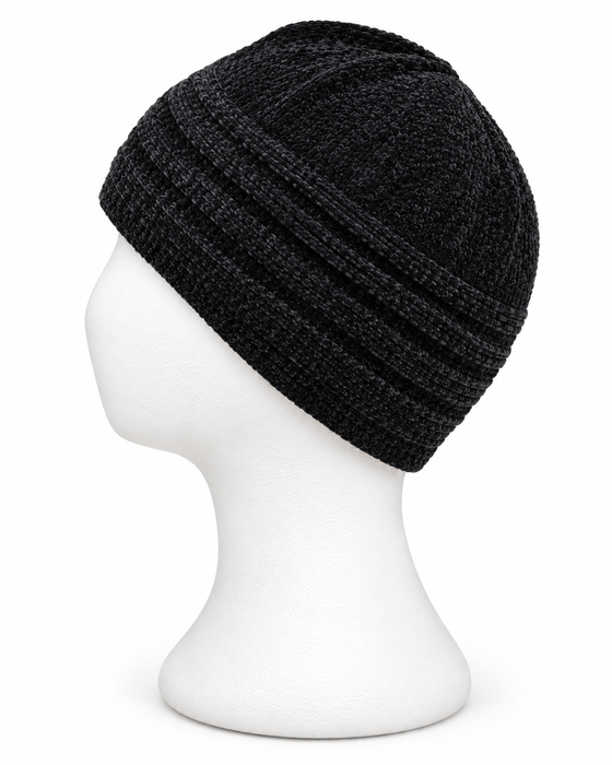 100% Wool Soft Knit Kufi Cap with Ribbed Band