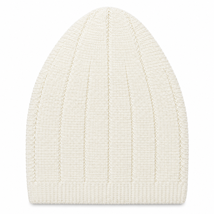 100% Wool Plain Knitted Cap with Vertical Ribbing