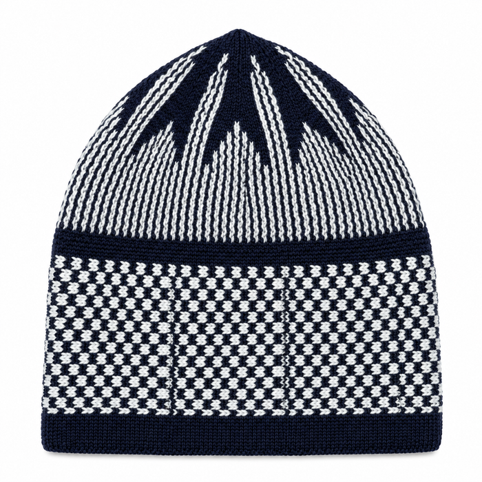 100% Wool Patterned Cap – Navy & White Check