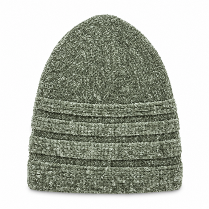 100% Wool Soft Knit Kufi Cap with Ribbed Band