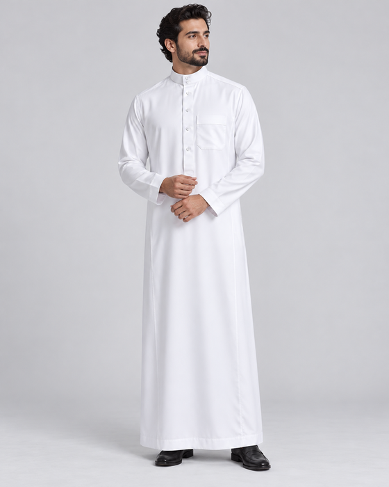 Al Aseel Radium Saudi-Style Thobe – White