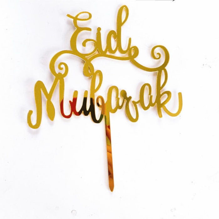 Eid Mubarak Acrylic Cake Topper (Gold/Silver)
