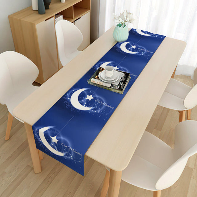 Eid Mubarak Decoration Tablecloth Cotton Linen (33x180cm)