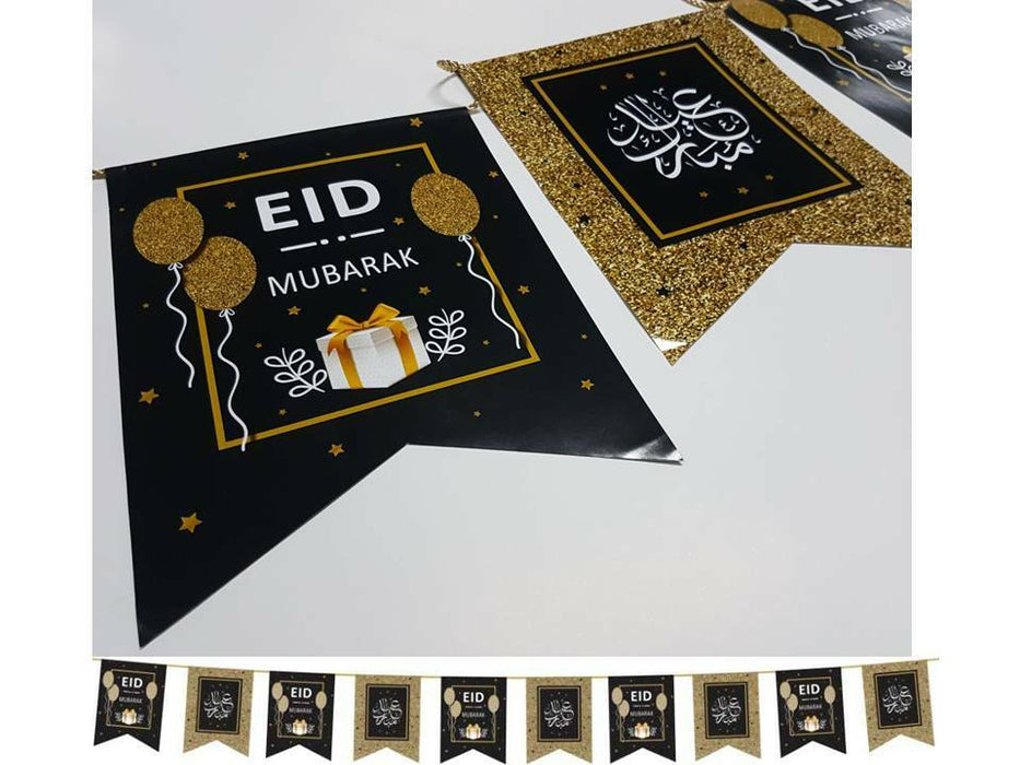 Flags Eid Mubarak Black & Gold