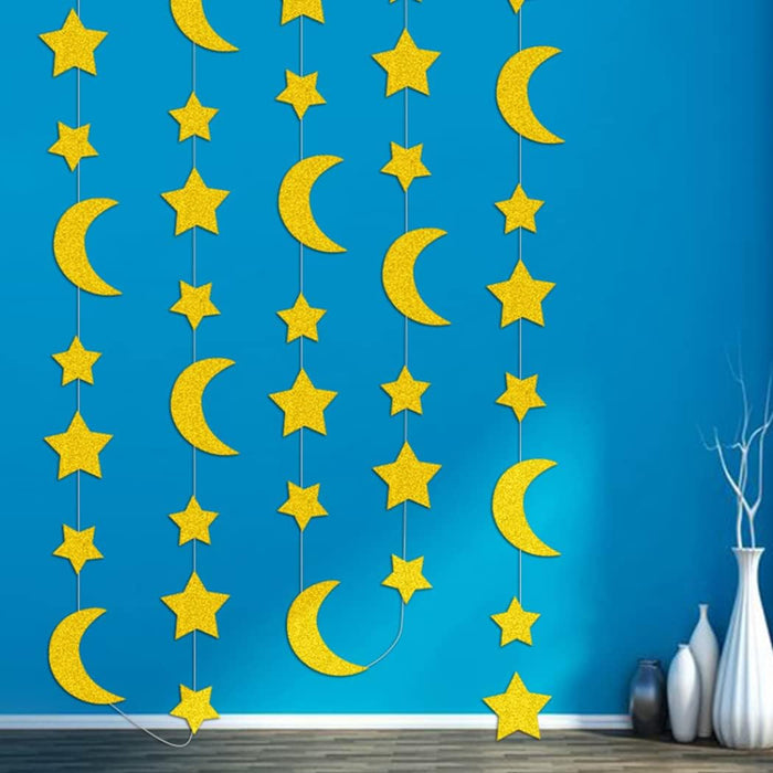 Moon & Star Gold Glitter Paper 4m