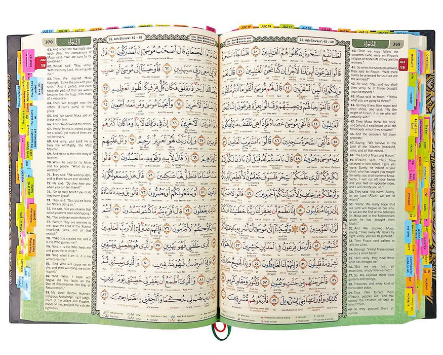 Maqdis Al-Quran Al-Karim (B5 Medium - Black) Word by word Translation & Color Coded Tajweed with TAGS