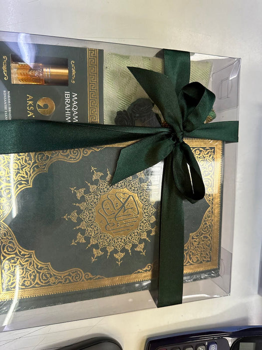 Qur'an with Perfume, Prayer Mat and Beads Gift Set