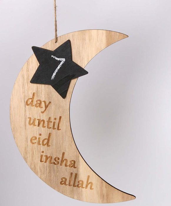 Wooden Moon Shape Countdown to Eid