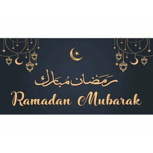 CLOTH BANNER Ramadan Mubarak-Blk&Gd