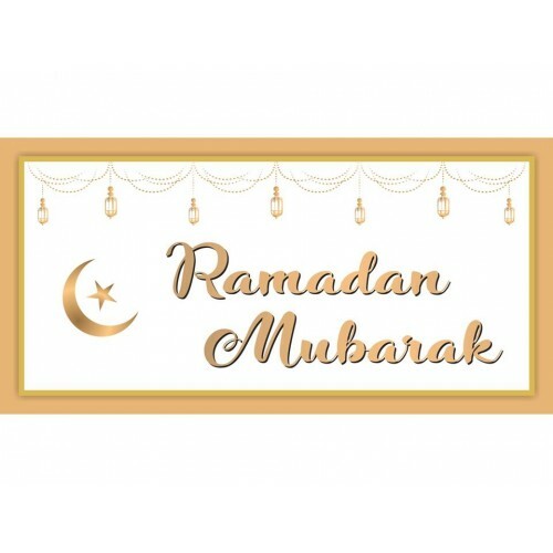 CLOTH BANNER Ramadan Mubarak -  White & Gold