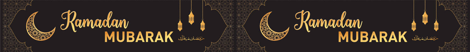 Ramadan Double Banner (Black/Gold Lanterns)