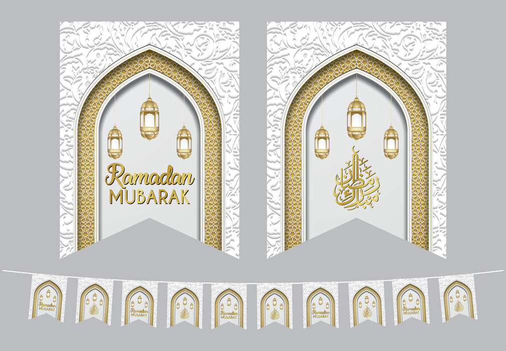 Ramadan Flags (Golden/White Lanterns)