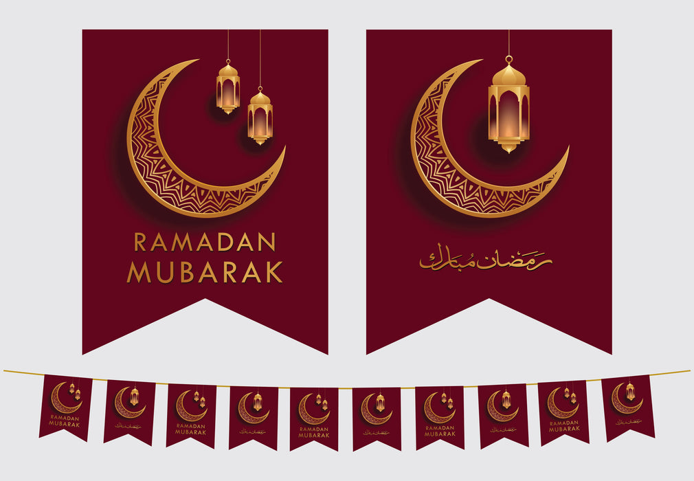 Ramadan Flags (Golden/Red Lanterns)