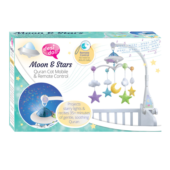 Moon & Stars Cot Mobile with Remote Control, Light Projection