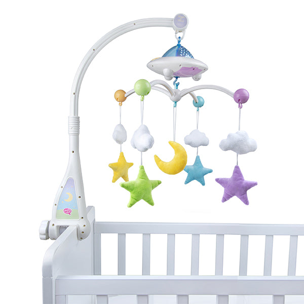 Moon & Stars Cot Mobile with Remote Control, Light Projection